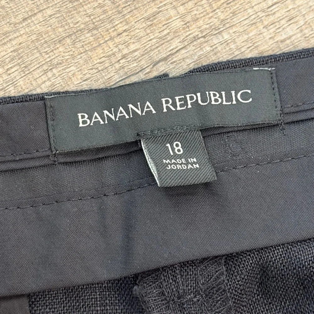 Banana Republic Womens 18 100% Linen Wide Leg Pleated Trousers Pants Minimalist